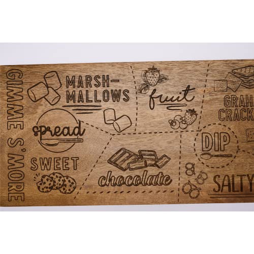 Mud Pie Wooden S'mores Map Board Set, Brown, 9" x 21.5"