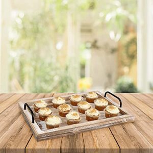 Creekview Home Emporium Wood Serving Trays - 2pk Nesting Serving Trays with Handles Decorative Wooden Serving Tray Set