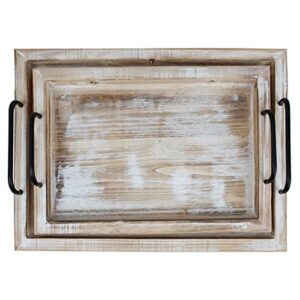 Creekview Home Emporium Wood Serving Trays - 2pk Nesting Serving Trays with Handles Decorative Wooden Serving Tray Set