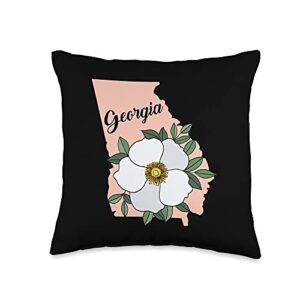 u.s. state flowers - georgia georgia flower cherokee rose throw pillow, 16x16, multicolor