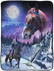 jay franco the witcher geralt on horse throw blanket - measures 46 x 60 inches - fade resistant bedding super soft fleece bedding