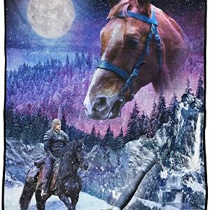 Jay Franco The Witcher Geralt On Horse Throw Blanket - Measures 46 x 60 inches - Fade Resistant Bedding Super Soft Fleece Bedding