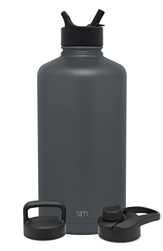 Simple Modern 1 Gallon 128 oz Water Bottle with Straw, Handle and Chug Lid Vacuum Insulated Stainless Steel Metal Thermos Bottles | Big Leak Proof BPA-Free Flask | Summit Collection | Graphite Grey