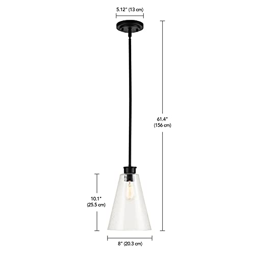 Globe Electric 61258 Gizele 1-Light Pendant Lighting, Matte Black, Seeded Glass Shade, 60W Vintage Edison Incandescent Bulb Included