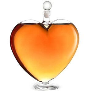 the diamond glassware heart decanter - drink pourer for bourbon, whiskey, vodka, brandy, cognac - clear, airtight container for liquor & whiskey- fancy handmade barware gift & accessories for women