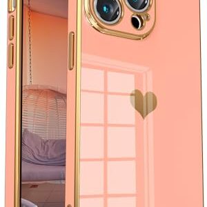 Tzomsze Square iPhone 13 Pro Max [6.7 inches] Case, Cute Full Lens Protection & Electroplate Reinforced Corners Shockproof Edge Bumper Case - Candy Pink