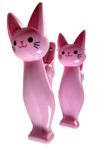 Pink Cat Style Beach Towel Clips Jumbo Size for Beach Chair, Cruise Beach Patio, Pool Accessories for Chairs, Household Clip, Baby Stroller. by C&H Solutions