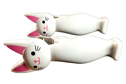 White Cat Style Beach Towel Clips Jumbo Size for Beach Chair, Cruise Beach Patio, Pool Accessories for Chairs, Household Clip, Baby Stroller. by C&H Solutions