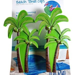 Coconut Tree Style Beach Towel Clips Jumbo Size for Beach Chair, Cruise Beach Patio, Pool Accessories for Chairs, Household Clip, Baby Stroller. by C&H Solutions