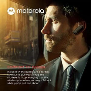 Motorola Bluetooth Earpiece HK385 in-Ear Wireless Mono Headset with CVC Touch Control for Clear Voice Calls - IPX4 Sweat Resistant, Smart Touch/Voice Control, Noise Suppression, Multipoint Connect