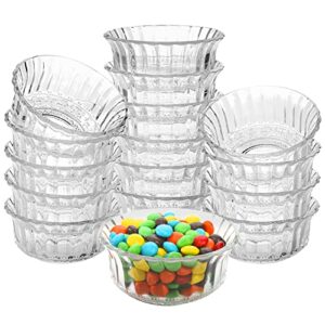 frcctre 16 pack 4 inch glass bowls, 8.5 oz mini glass prep bowls salad bowls dessert bowls candy bowl serving bowls for kitchen prep, dessert, dips, candy, nuts, snack - dishwasher safe