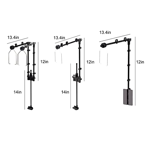 WACOOL Adjustable Terrarium Stand Pack of 2, 2 in 1 Reptile Light Stand for Dual Reptile Fixtures, Reptile Lamp Stand Height Adjustable 11.8IN to 23.6IN, Max. 4 Bulbs Supported