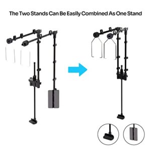 WACOOL Adjustable Terrarium Stand Pack of 2, 2 in 1 Reptile Light Stand for Dual Reptile Fixtures, Reptile Lamp Stand Height Adjustable 11.8IN to 23.6IN, Max. 4 Bulbs Supported