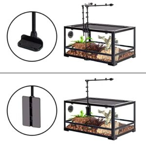 WACOOL Adjustable Terrarium Stand Pack of 2, 2 in 1 Reptile Light Stand for Dual Reptile Fixtures, Reptile Lamp Stand Height Adjustable 11.8IN to 23.6IN, Max. 4 Bulbs Supported