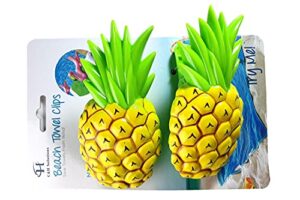 c&h solutions pineapple clip b type, 1-pack, 2 count beach towel clips jumbo size for beach chair, cruise beach patio, pool accessories, household close snacks clip, baby stroller