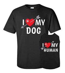 apparelyn cute heart my dog & human - matching pet and owner shirt set