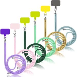 6 pieces phone lanyard neck nylon cell phone lanyard crossbody adjustable universal strap detachable safety pad compatible (fresh color)