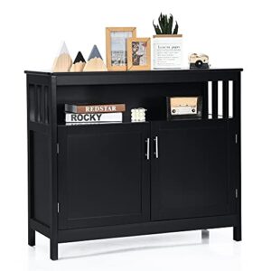 loko buffet cabinet with storage, bar cabinet with five-position adjustable shelf, wine cabinet sideboard console table, 40 x 16 x 34 inches (black)