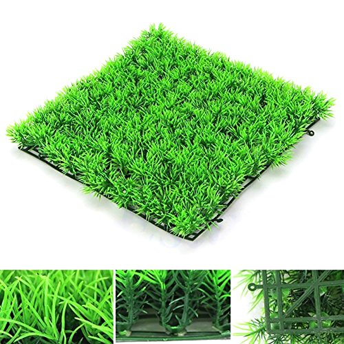 Saycker Aquarium Grass Mat,Fake Artificial Aquarium Grass Ornament Turf Aquatic Grass Lawn,Fish Tank Grass Landscape Decoration,25cm x 25cm