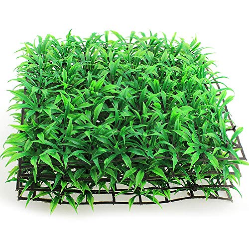 Saycker Aquarium Grass Mat,Fake Artificial Aquarium Grass Ornament Turf Aquatic Grass Lawn,Fish Tank Grass Landscape Decoration,25cm x 25cm