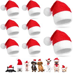 8 pcs pet christmas hats dog cat christmas santa hats holiday pet costumes plush santa hat pet christmas photo props for puppy kitten small cats dog