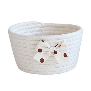 jidoanck simple hand woven cotton rope storage basket, large capacity storage basket, used for mobile books, sundries, cosmetics beige m