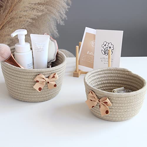 JIDOANCK Simple Hand Woven Cotton Rope Storage Basket, Large Capacity Storage Basket, Used for Mobile Books, Sundries, Cosmetics Beige M