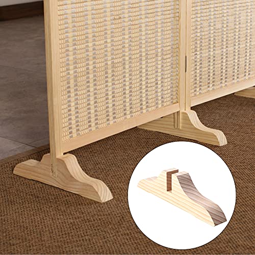 CALIDAKA Folding Room Divider Stand, Screen Panel Feet,Room Divider Bracket,Wood Base Partition Base Support Legs for Hotel Home Office(Brown,Size:A)
