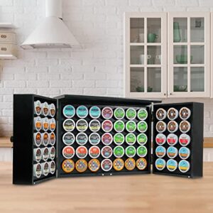 Excello Global Products Barndoor K Cup Cabinet - Wall-Hanging or Standing - Holds 65 K Cups (Black)