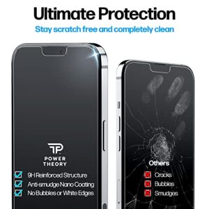 Power Theory Privacy Screen Protector for iPhone 14, iPhone 13, iPhone 13 Pro Tempered Glass Anti Spy protection with Easy Install Tray