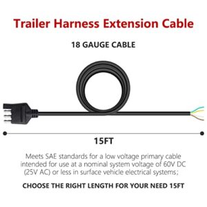 Zimuqi 4 Way 10 Feet Flat Trailer Connector Jacketed Cable Heavy Duty Extension Standard 4 Pin Trailer End Wiring Harness Adapter 18AWG Color-Coded Red Copper Wires Trailer Hitch Wiring (10Feet)