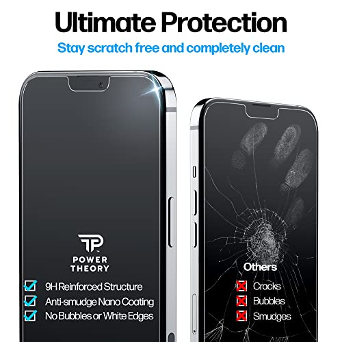 Power Theory Privacy Screen Protector for iPhone 14 Plus, iPhone 13 Pro Max Tempered Glass Anti Spy protection with Easy Install Tray