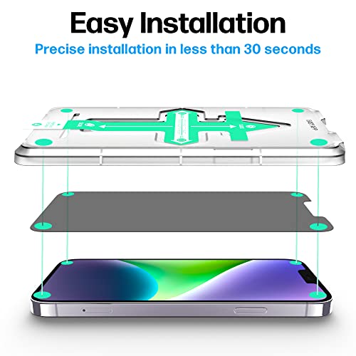 Power Theory Privacy Screen Protector for iPhone 14 Plus, iPhone 13 Pro Max Tempered Glass Anti Spy protection with Easy Install Tray