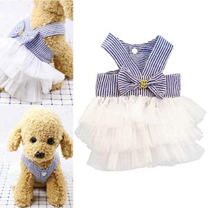ttbdwiian dress with bowknot lace dog dress girl puppy clothes clothes birthday party doggy gown dog princess dresses