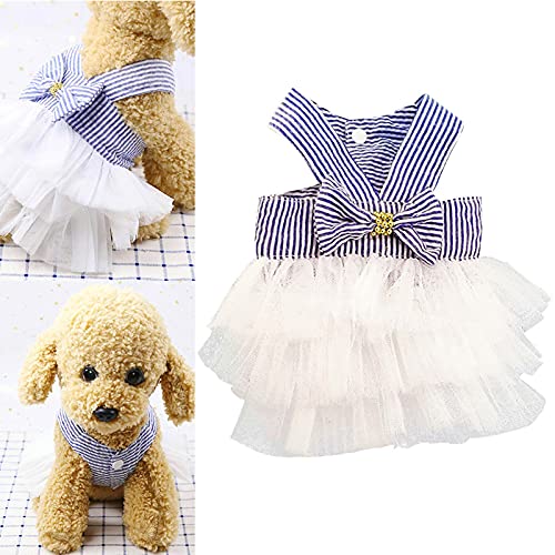 TTBDWiian Dress with Bowknot Lace Dog Dress Girl Puppy Clothes Clothes Birthday Party Doggy Gown Dog Princess Dresses