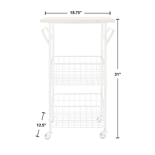 FirsTime & Co. Silver Trenton Kitchen Storage Cart, Mobile Shelving Unit Storage Utility Cart Kitchen, Bathroom, Nursery, Metal Wood, Farmhouse, 18.75 x 12.5 x 31 inches, 31 in. x 18.75 in. (70419)