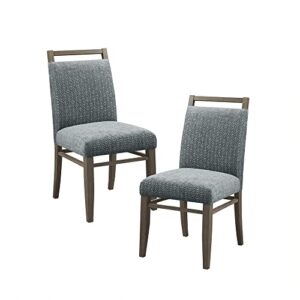 madison park elmwood dining chair set of 2-cut velvet upholstered backrest, foam seat cushion modern kitchen furniture, reclaimed grey finished solid wood legs, 38.5" h, blue