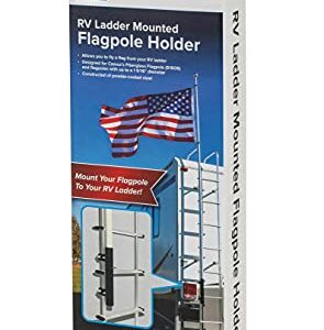 Camco RV Ladder Mounted Flagpole Holder | Allows for a Flag to Fly from Your RV's Ladder | Compatible with Most RV Ladder Rails (51612), Black