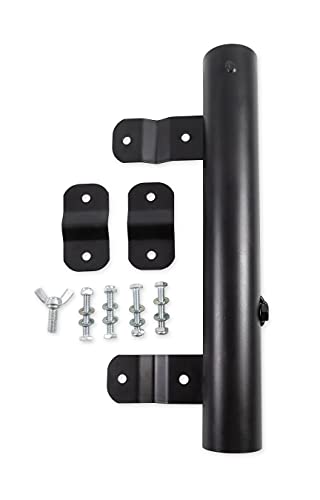 Camco RV Ladder Mounted Flagpole Holder | Allows for a Flag to Fly from Your RV's Ladder | Compatible with Most RV Ladder Rails (51612), Black