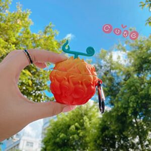 for Airpods pro Case, 3D Anime Cartoon Fashion Design, Cute Funny Cool Soft Silicone, Very Suitable for Men, Women, Old People, Children with Safe and Convenient Keychain (Orange Fruit pro)