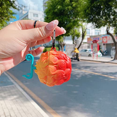 for Airpods pro Case, 3D Anime Cartoon Fashion Design, Cute Funny Cool Soft Silicone, Very Suitable for Men, Women, Old People, Children with Safe and Convenient Keychain (Orange Fruit pro)