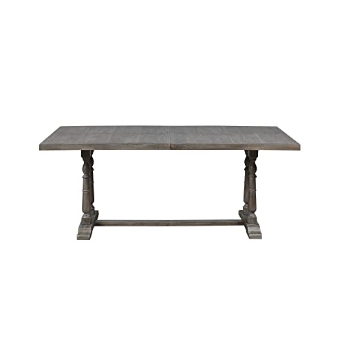 MARTHA STEWART Tristan Dining Table-Rectangular Reclaimed Finished Top Solid Wood Pedestal Legs Modern Farmhouse Kitchen Furniture, (Chairs NOT Included), 76" Wide, Natural/Grey