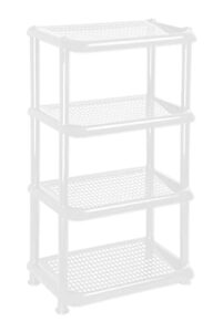 mintra home light duty plastic storage racks (rectangular rack, white) - 18.5inw x 11.75ind x 35.5inh