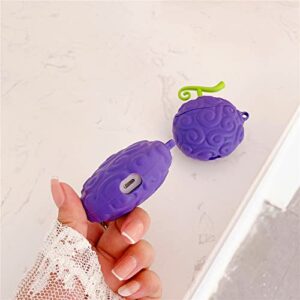 for Airpods 1&2 Case, 3D Anime Cartoon Fashion Design, Cute Funny Cool Soft Silicone, Very Suitable for Men, Women, Old People, Children with Safe and Convenient Keychain (Satan Fruit)