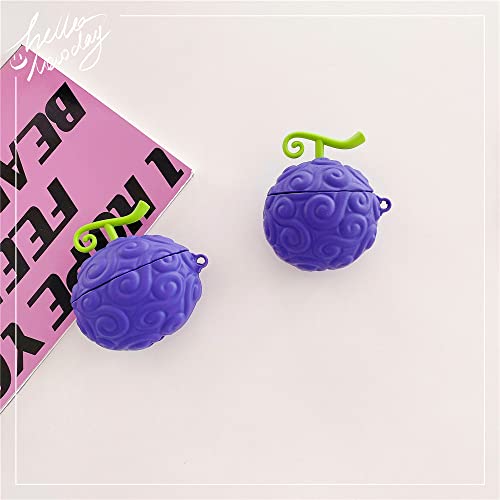 for Airpods 1&2 Case, 3D Anime Cartoon Fashion Design, Cute Funny Cool Soft Silicone, Very Suitable for Men, Women, Old People, Children with Safe and Convenient Keychain (Satan Fruit)