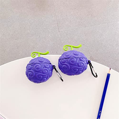 for Airpods 1&2 Case, 3D Anime Cartoon Fashion Design, Cute Funny Cool Soft Silicone, Very Suitable for Men, Women, Old People, Children with Safe and Convenient Keychain (Satan Fruit)