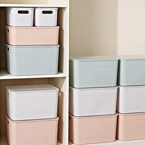 HANAMYA Lidded Storage Bin Organizer | Storage Organizing Container, 16 Liter, Set of 4, Mint