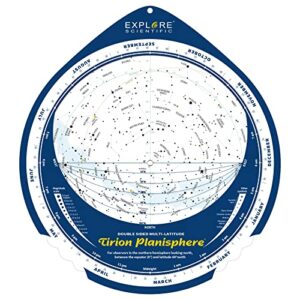 tirion double-sided multi-latitude planisphere night sky star map guide for astronomy
