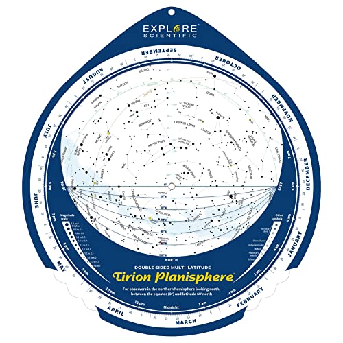 Tirion Double-Sided Multi-Latitude Planisphere Night Sky Star Map Guide for Astronomy