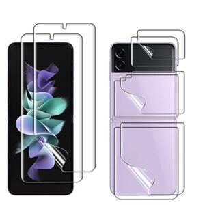 geekboy (2 set upgraded) screen protector compatible for samsung galaxy z flip 3 5g 2021, 2 pack inner and back flexible soft tpu screen cover film for galaxy z flip 3, case friendly, anti scratch